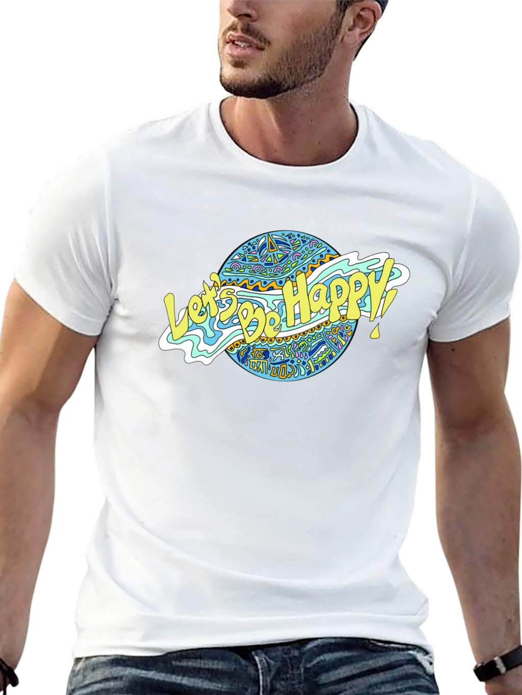 Lets Be Happy Graphic Tee - Black