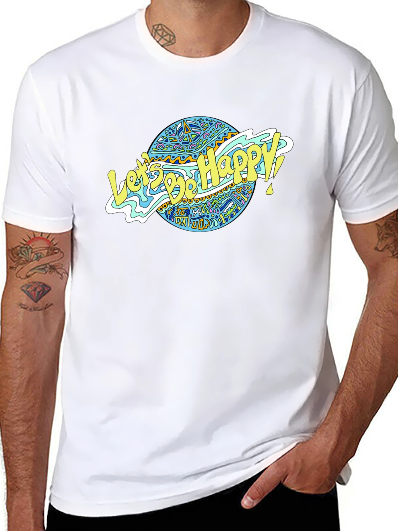 Lets Be Happy Graphic Tee - Black