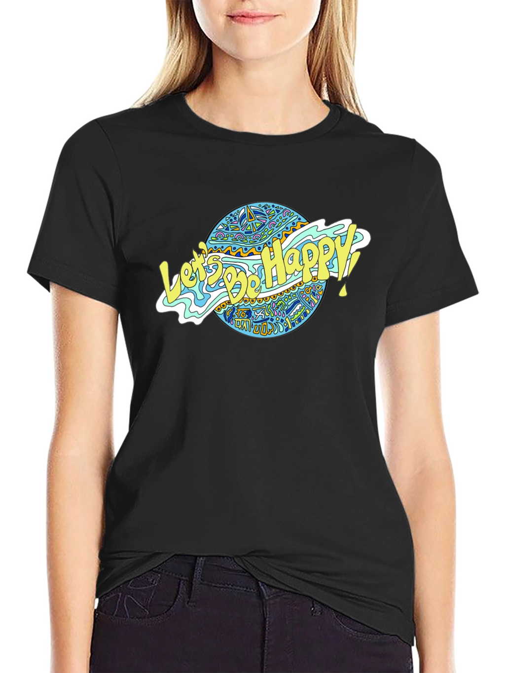 Lets Be Happy Graphic Tee - Black