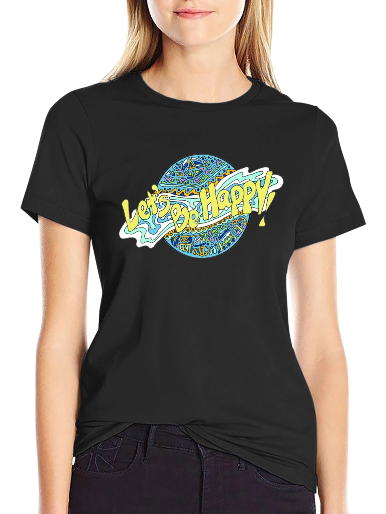 Lets Be Happy Graphic Tee - Black
