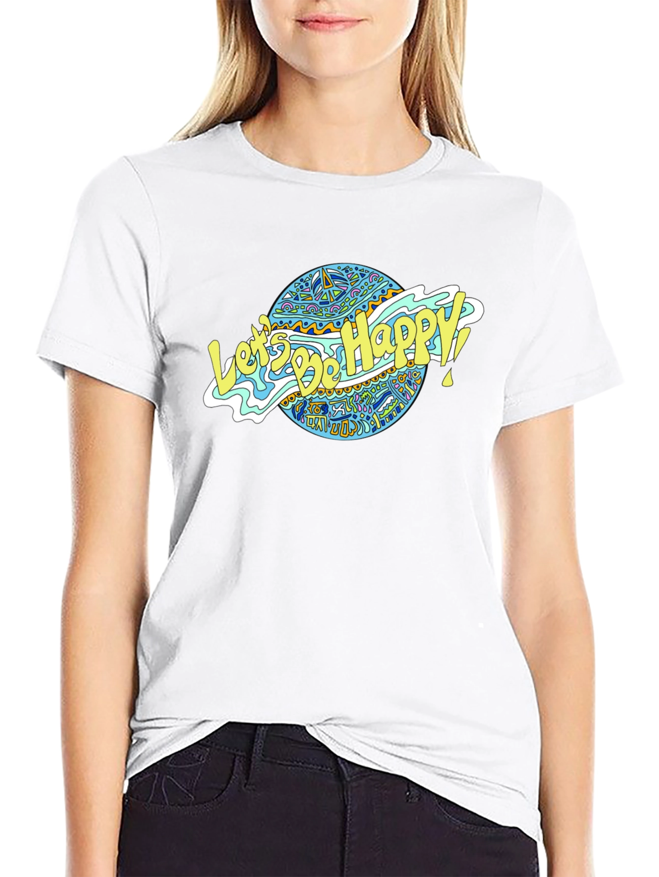 Lets Be Happy Graphic Tee - Black