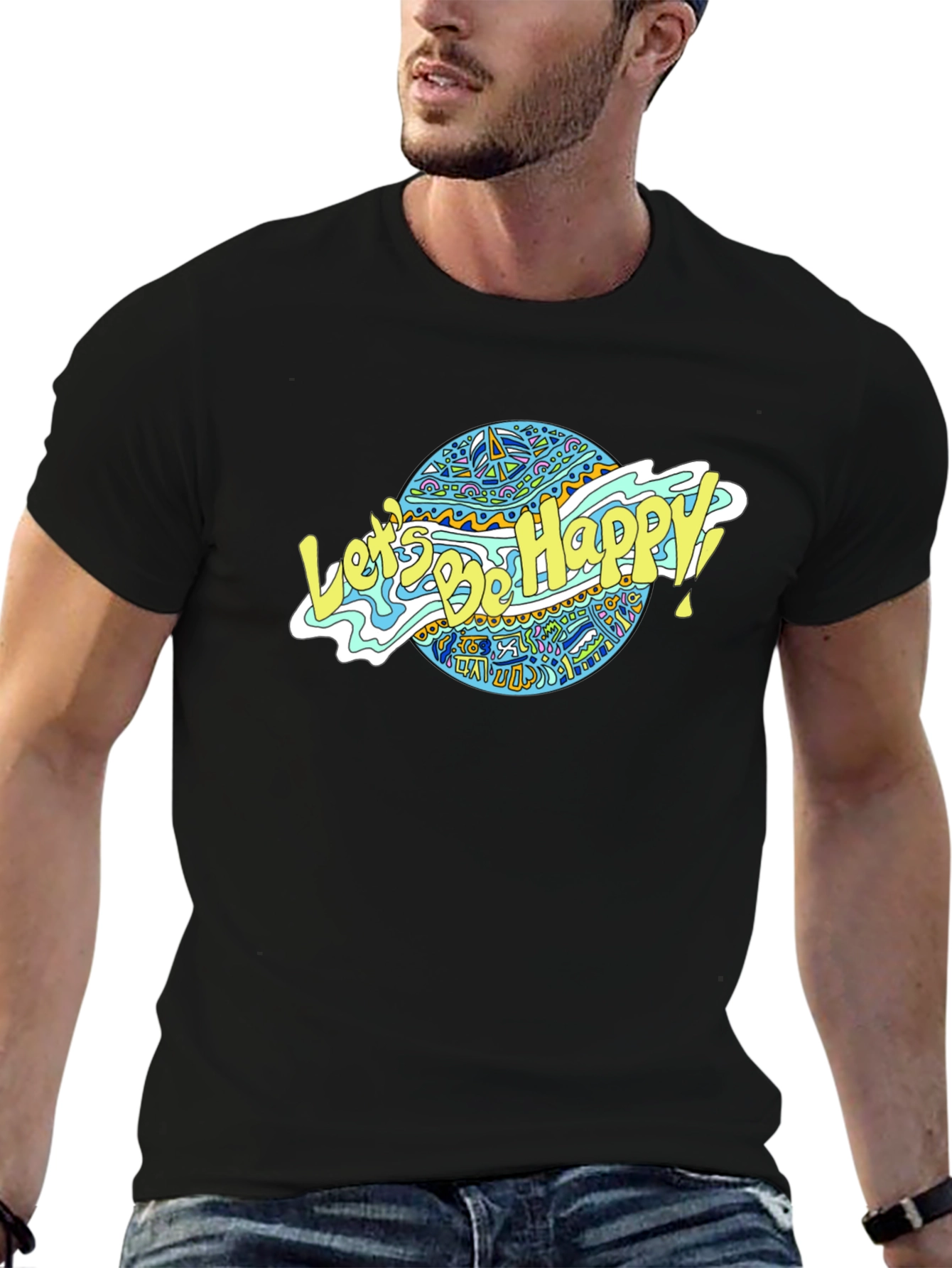 Lets Be Happy Graphic Tee - Black