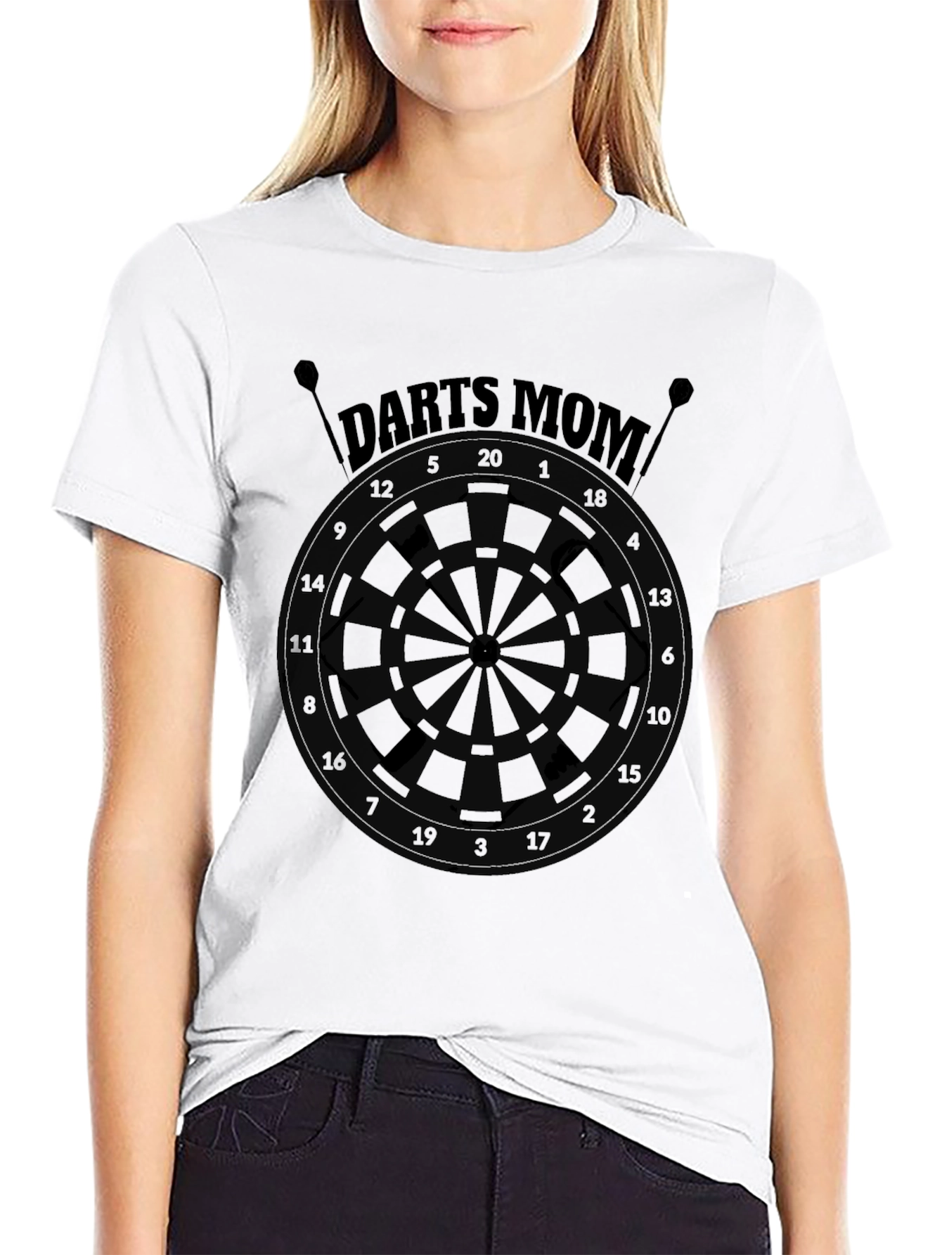 Darts Mom Black Graphic Tee - Dartboard Design