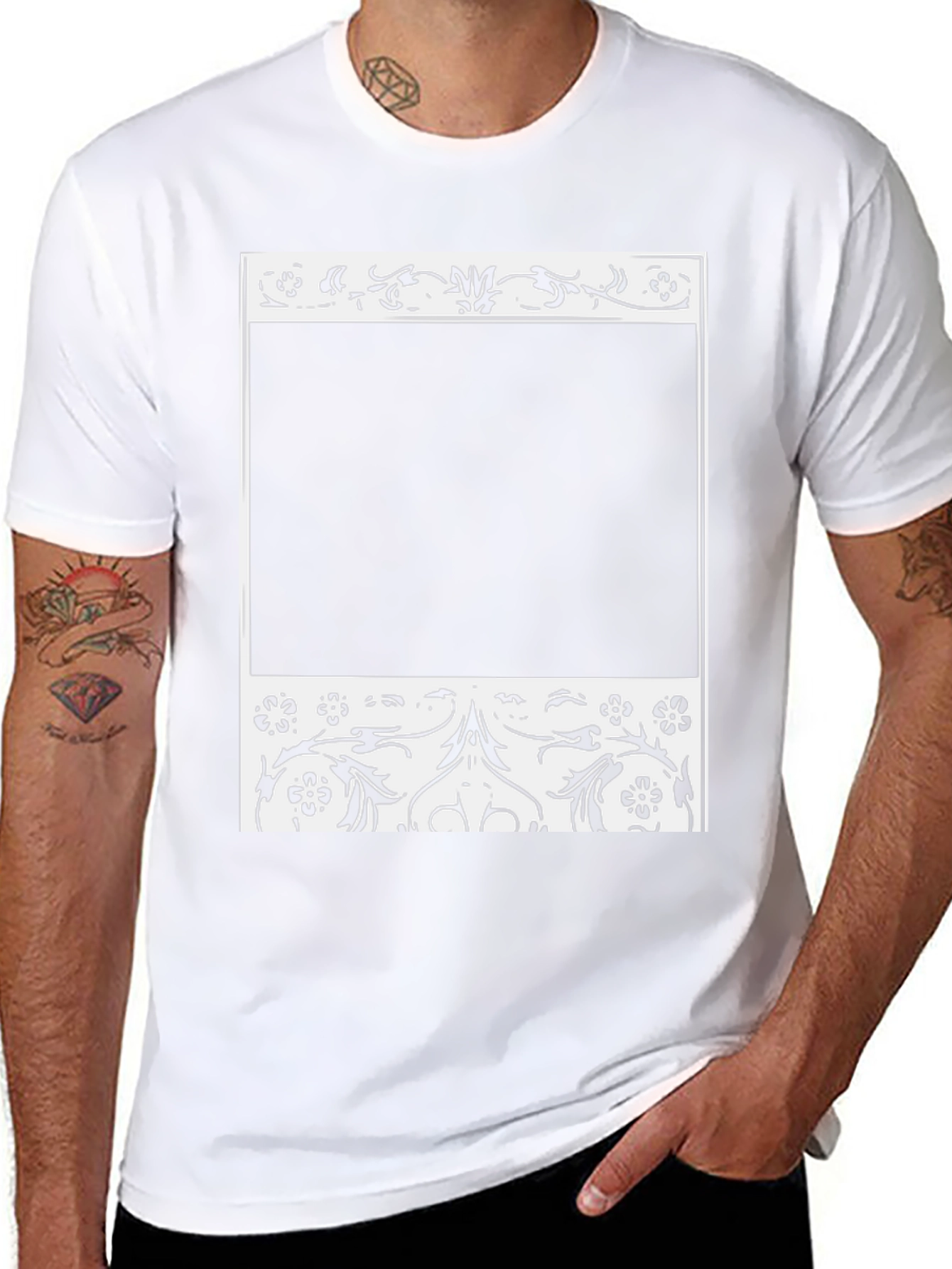 Floral Frame Black T-Shirt