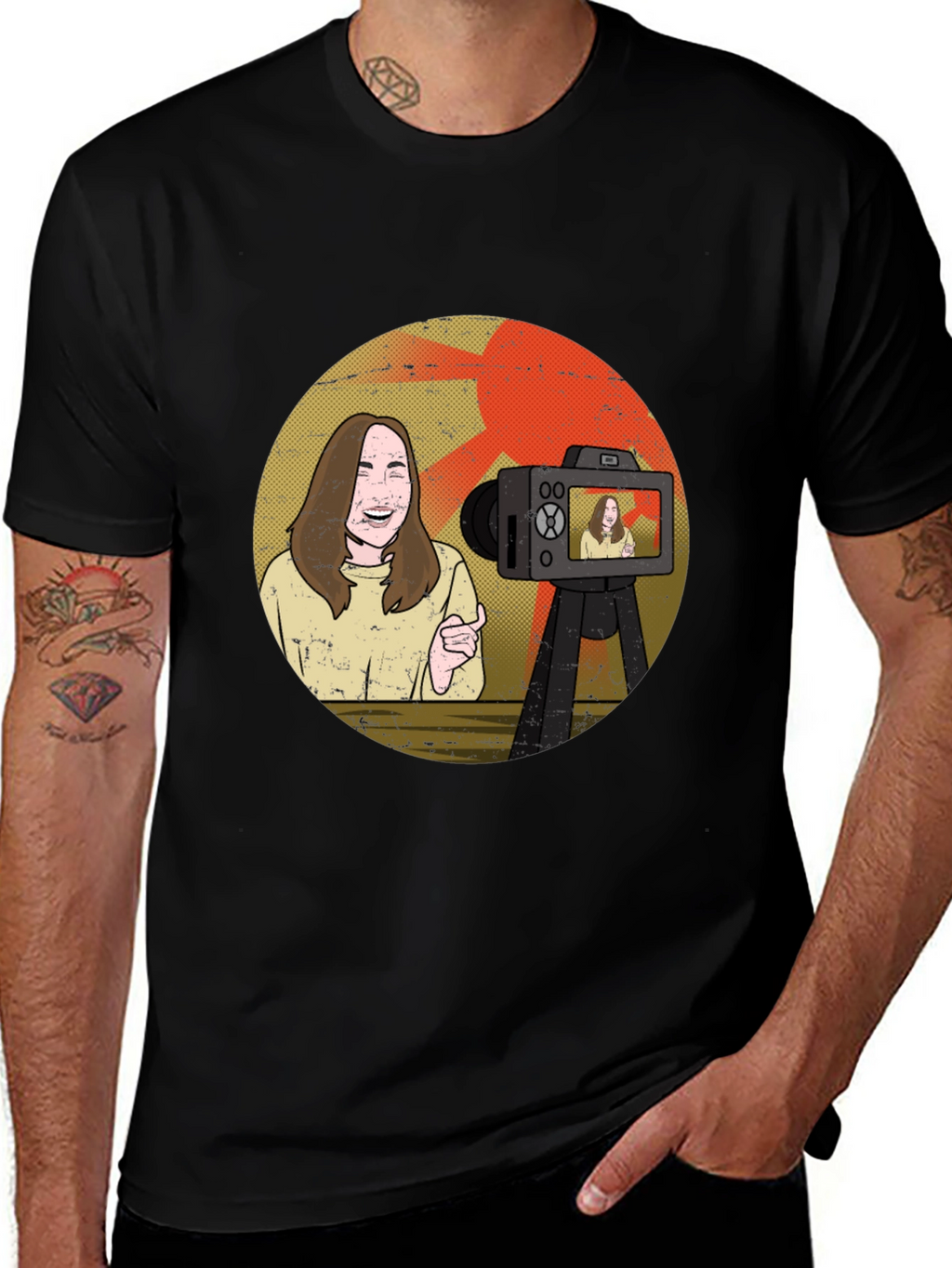 Vlogger Graphic T-Shirt - Black Cotton Blend Tee