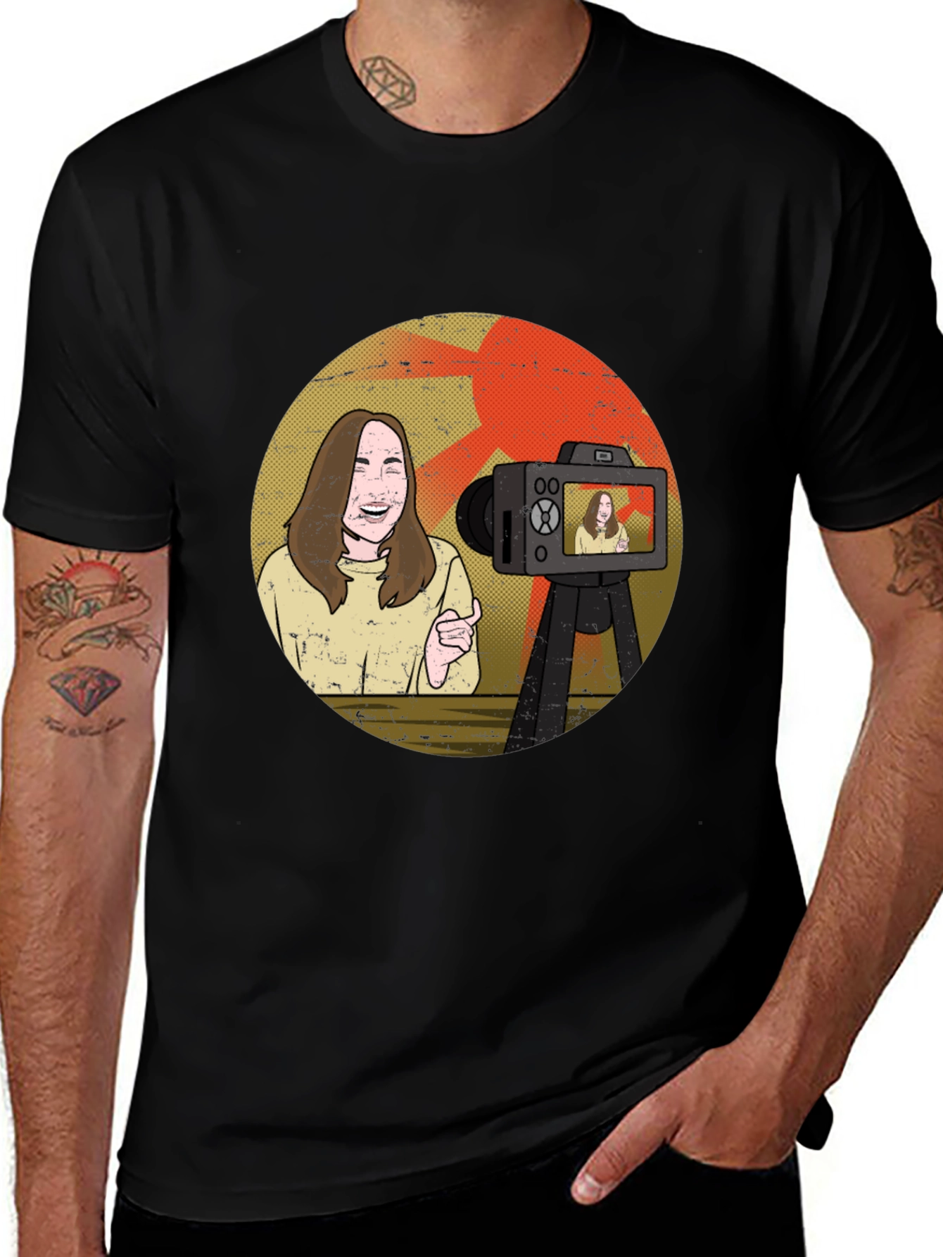 Vlogger Graphic T-Shirt - Black Cotton Blend Tee