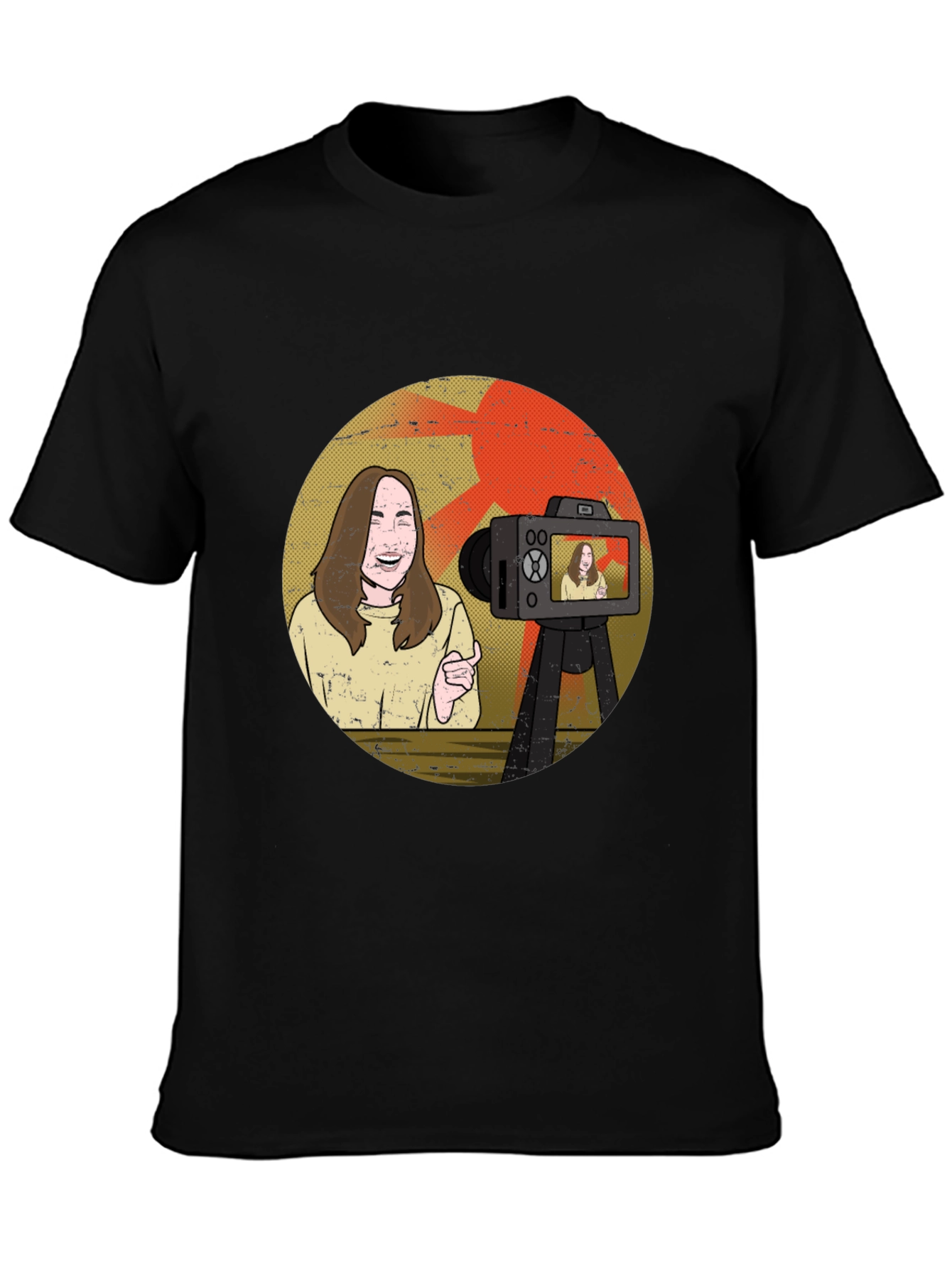 Vlogger Graphic T-Shirt - Black Cotton Blend Tee