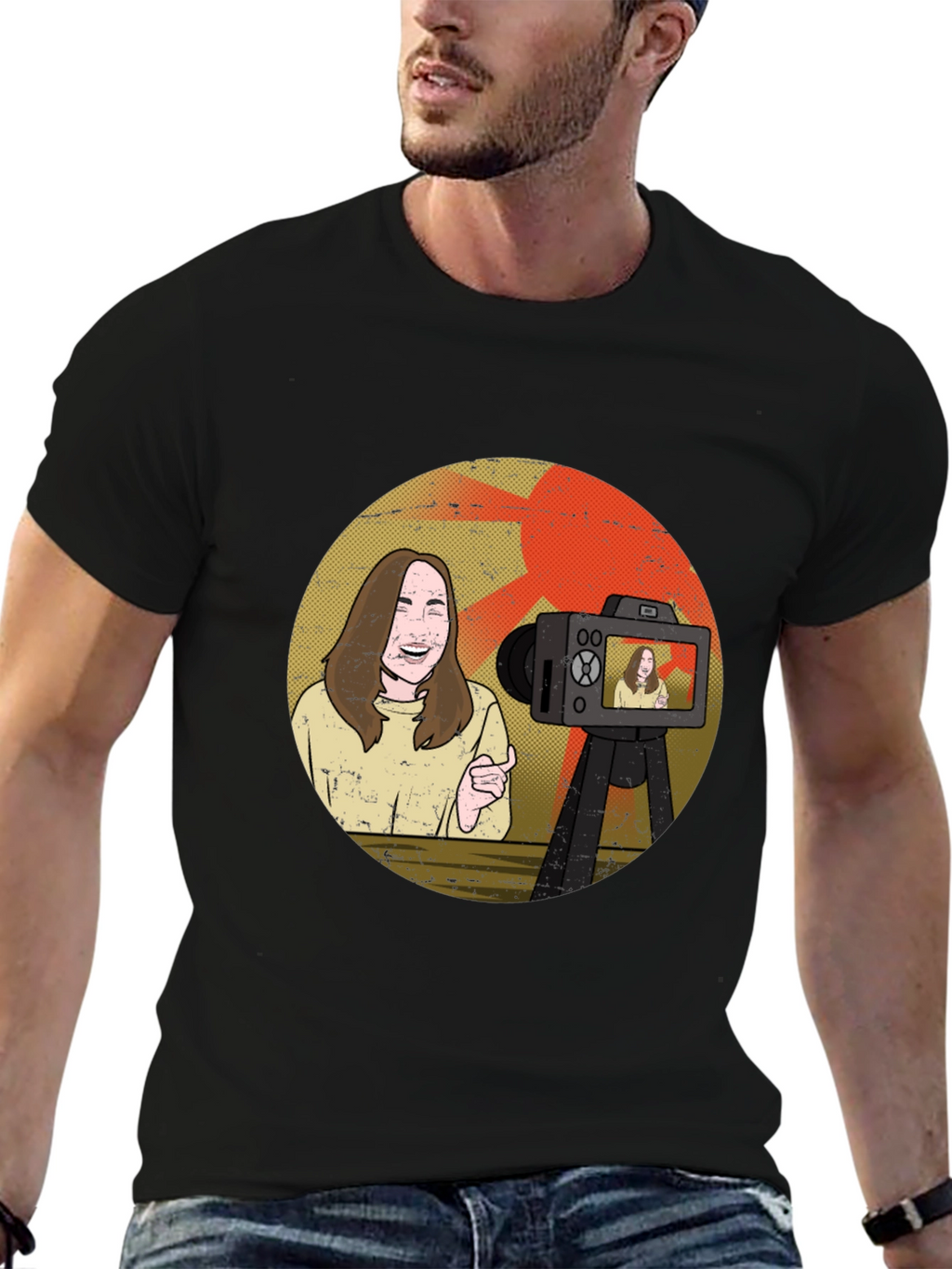Vlogger Graphic T-Shirt - Black Cotton Blend Tee