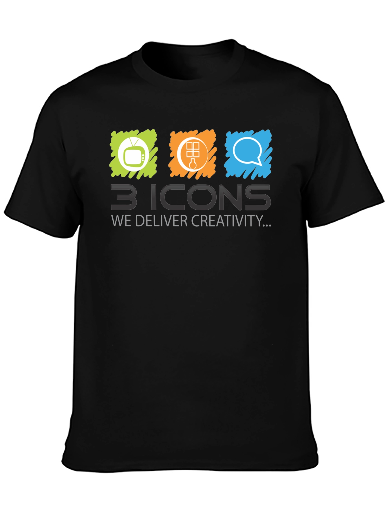 Creative 3 Icons Graphic T-Shirt - Black