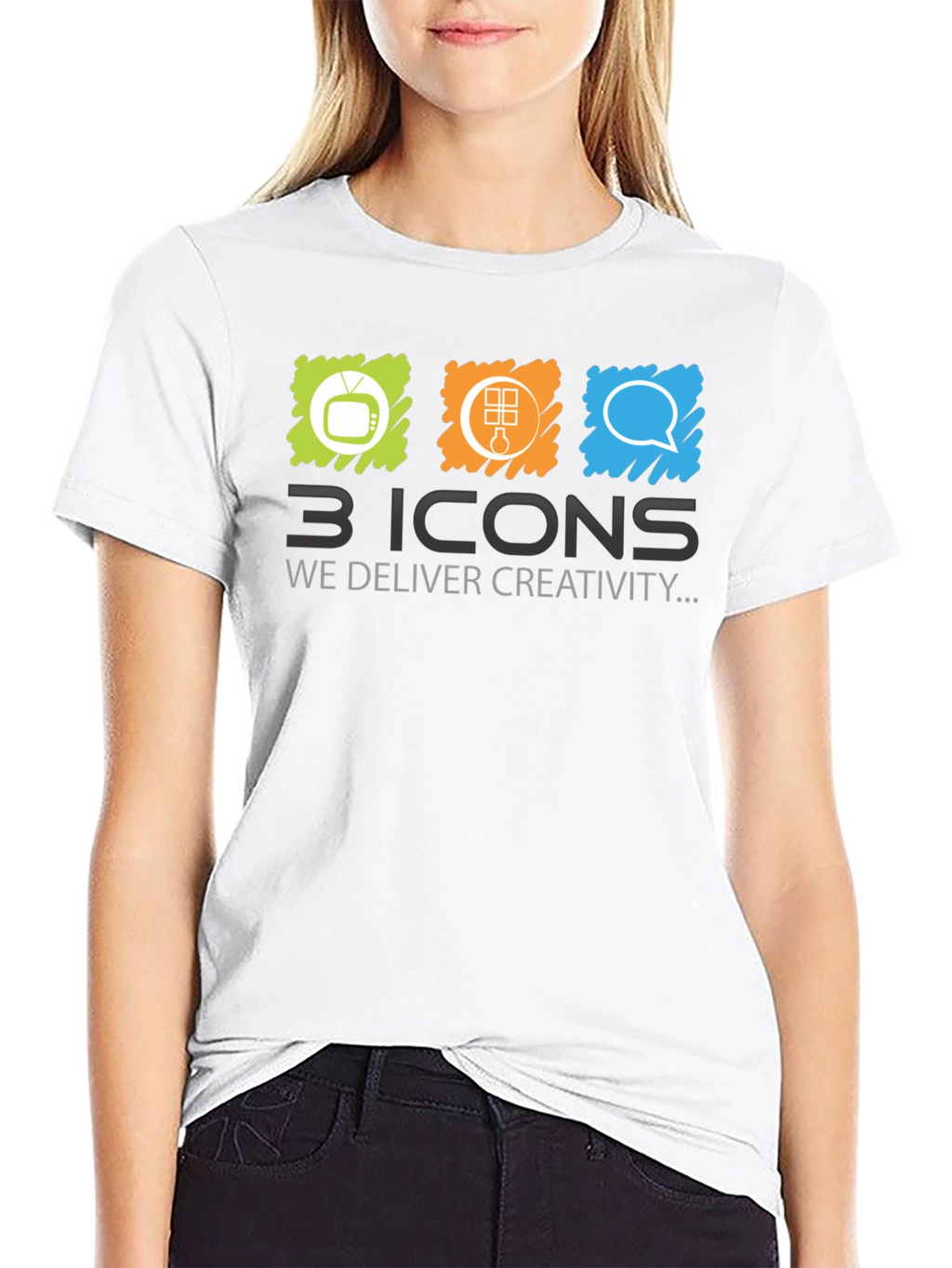 Creative 3 Icons Graphic T-Shirt - Black