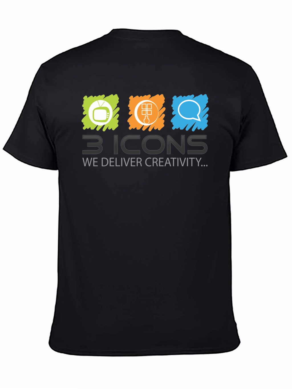 Creative 3 Icons Graphic T-Shirt - Black