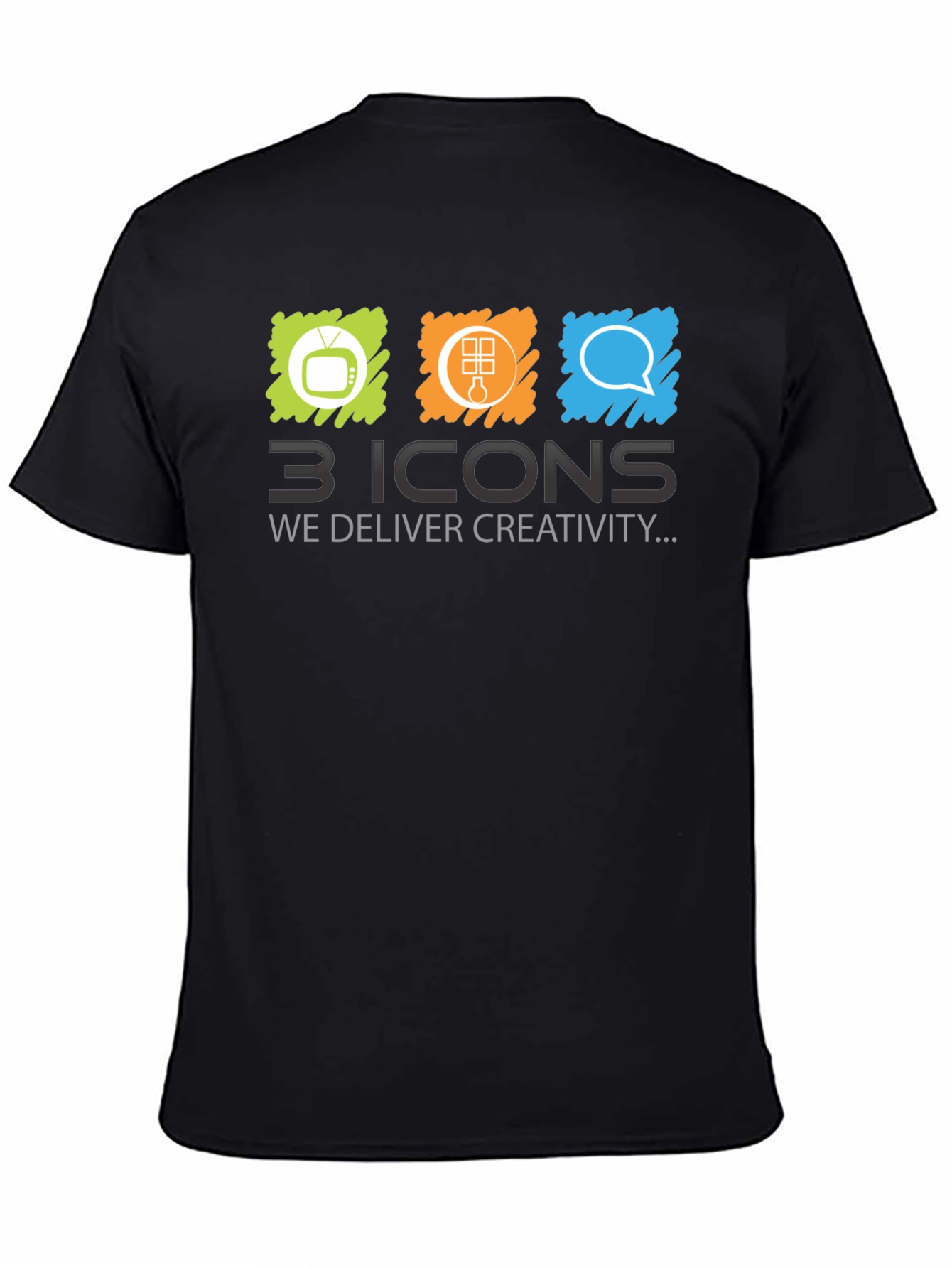 Creative 3 Icons Graphic T-Shirt - Black