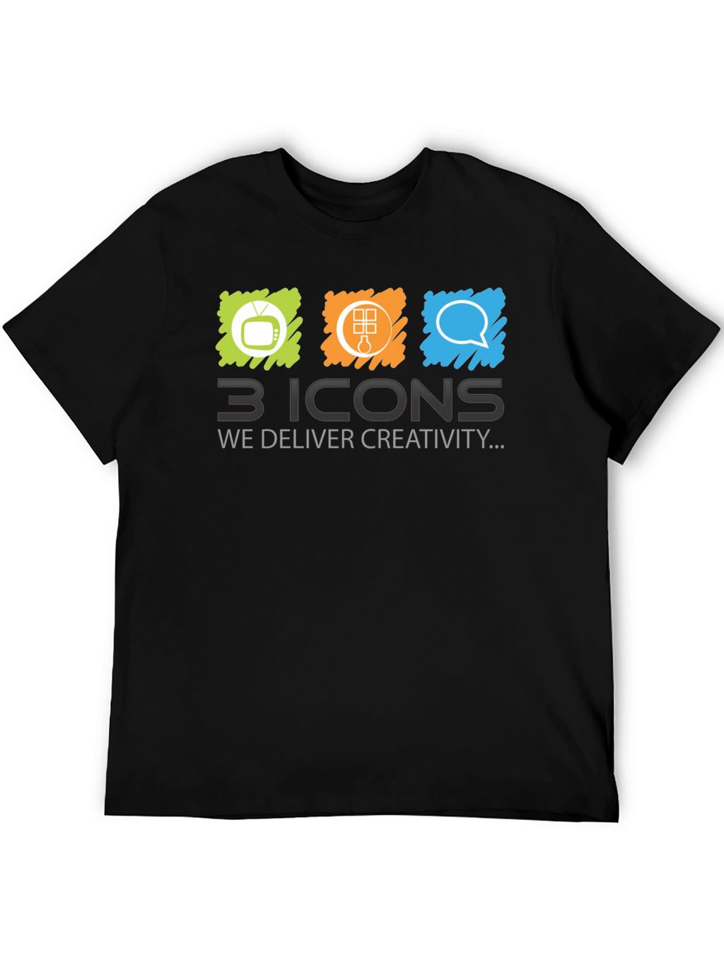 Creative 3 Icons Graphic T-Shirt - Black