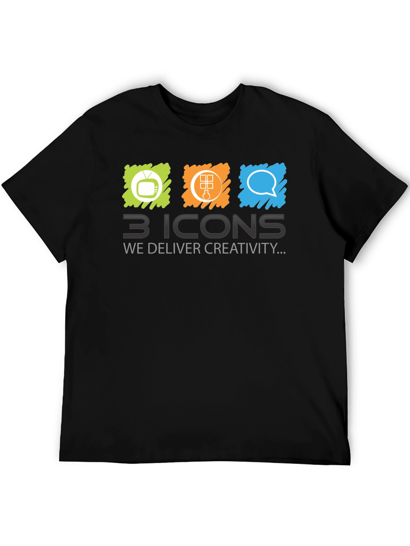 Creative 3 Icons Graphic T-Shirt - Black
