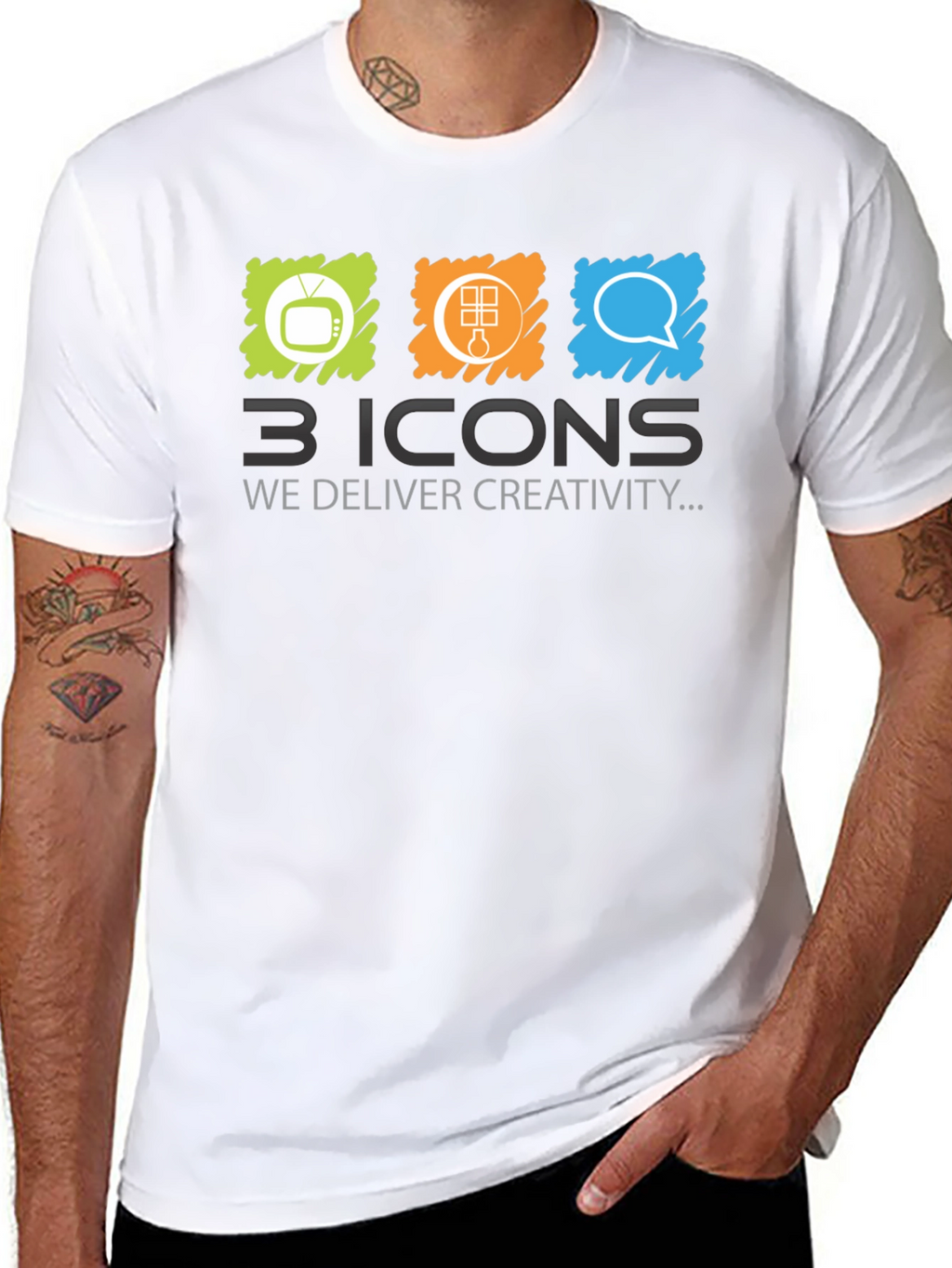 Creative 3 Icons Graphic T-Shirt - Black