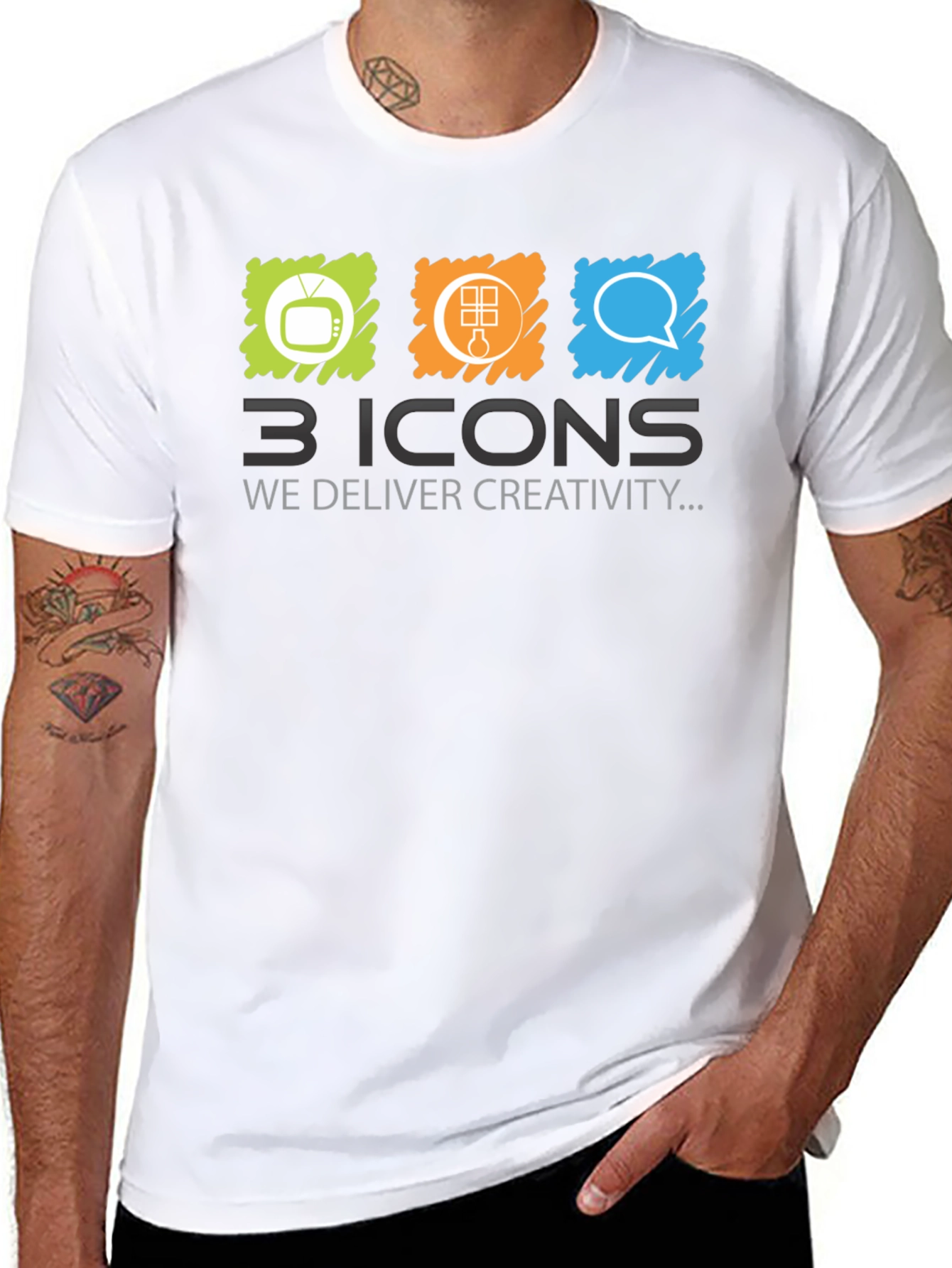 Creative 3 Icons Graphic T-Shirt - Black