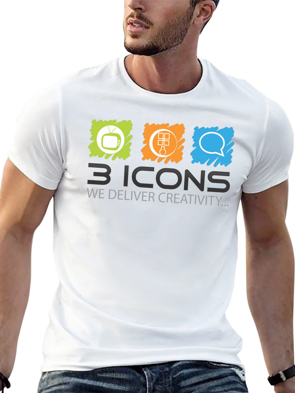 Creative 3 Icons Graphic T-Shirt - Black
