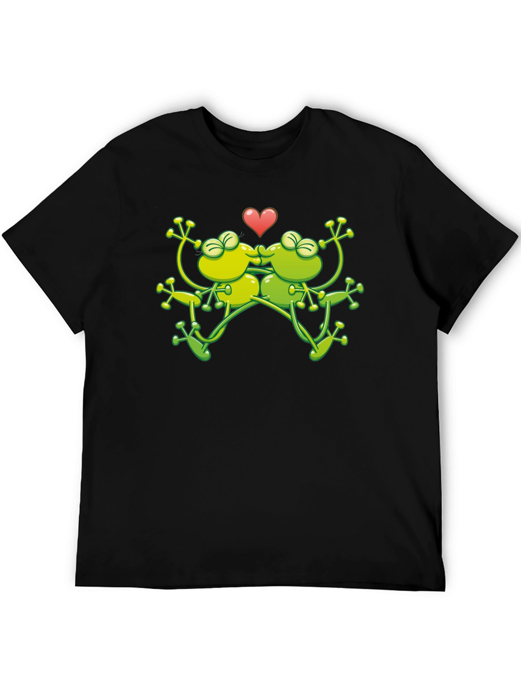 Kissing Frogs Graphic Black T-Shirt