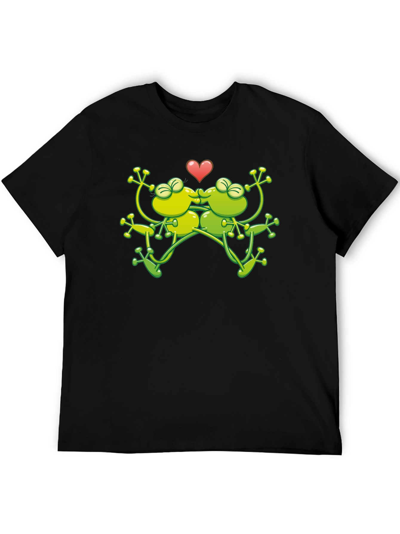 Kissing Frogs Graphic Black T-Shirt