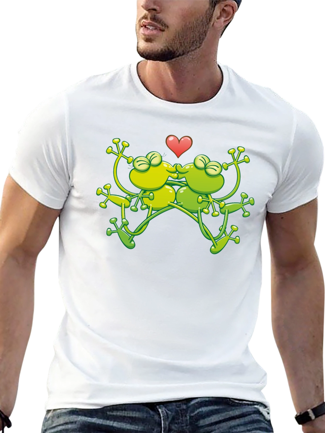 Kissing Frogs Graphic Black T-Shirt