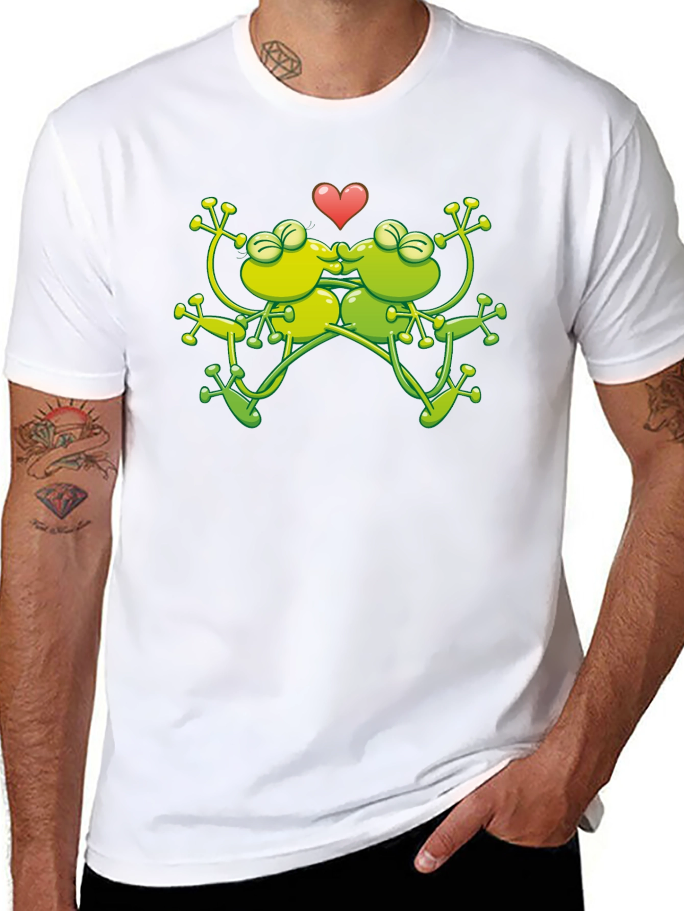 Kissing Frogs Graphic Black T-Shirt