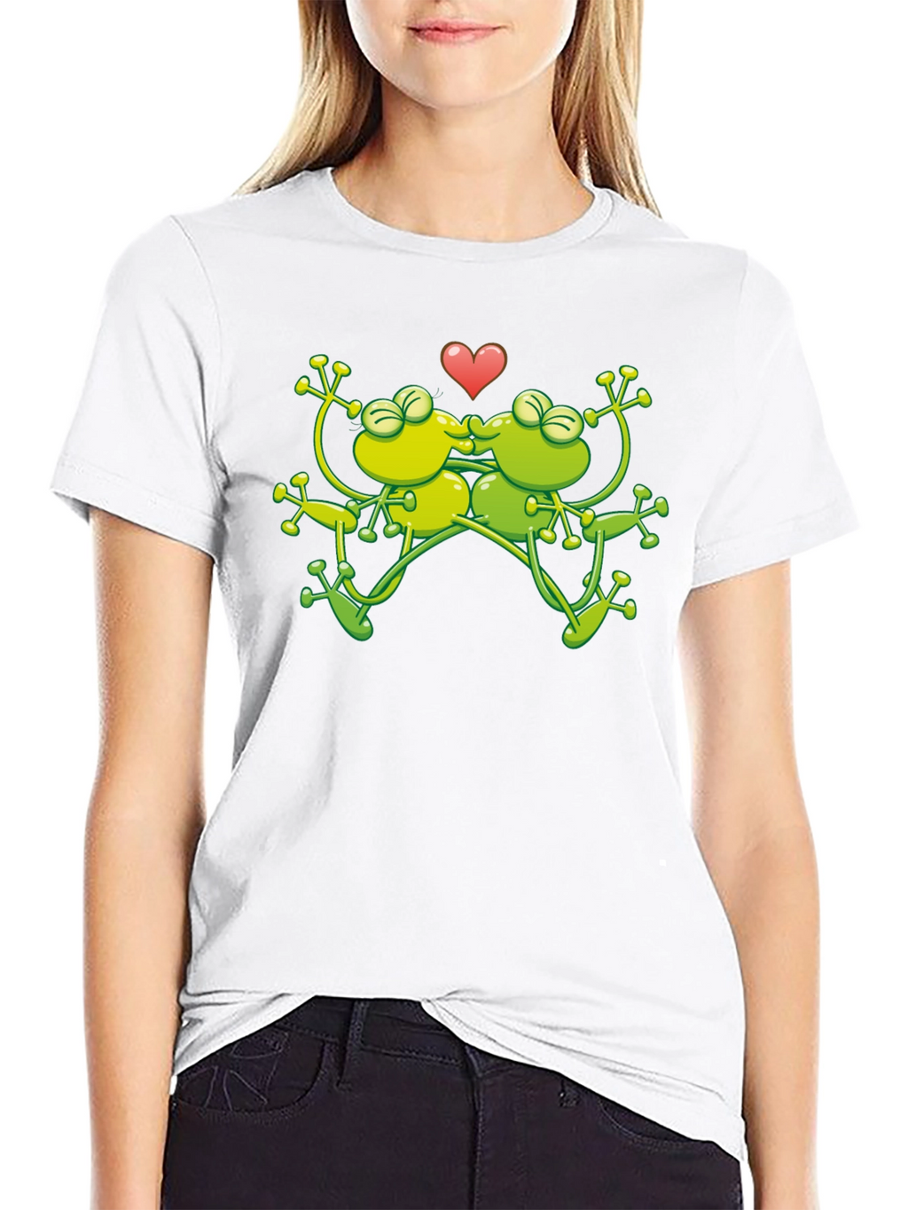 Kissing Frogs Graphic Black T-Shirt