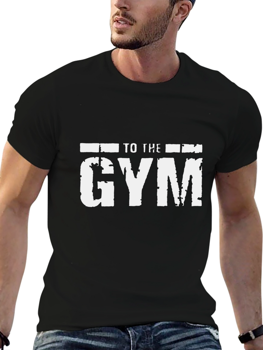 To The Gym Graphic Print Mens Black T-Shirt