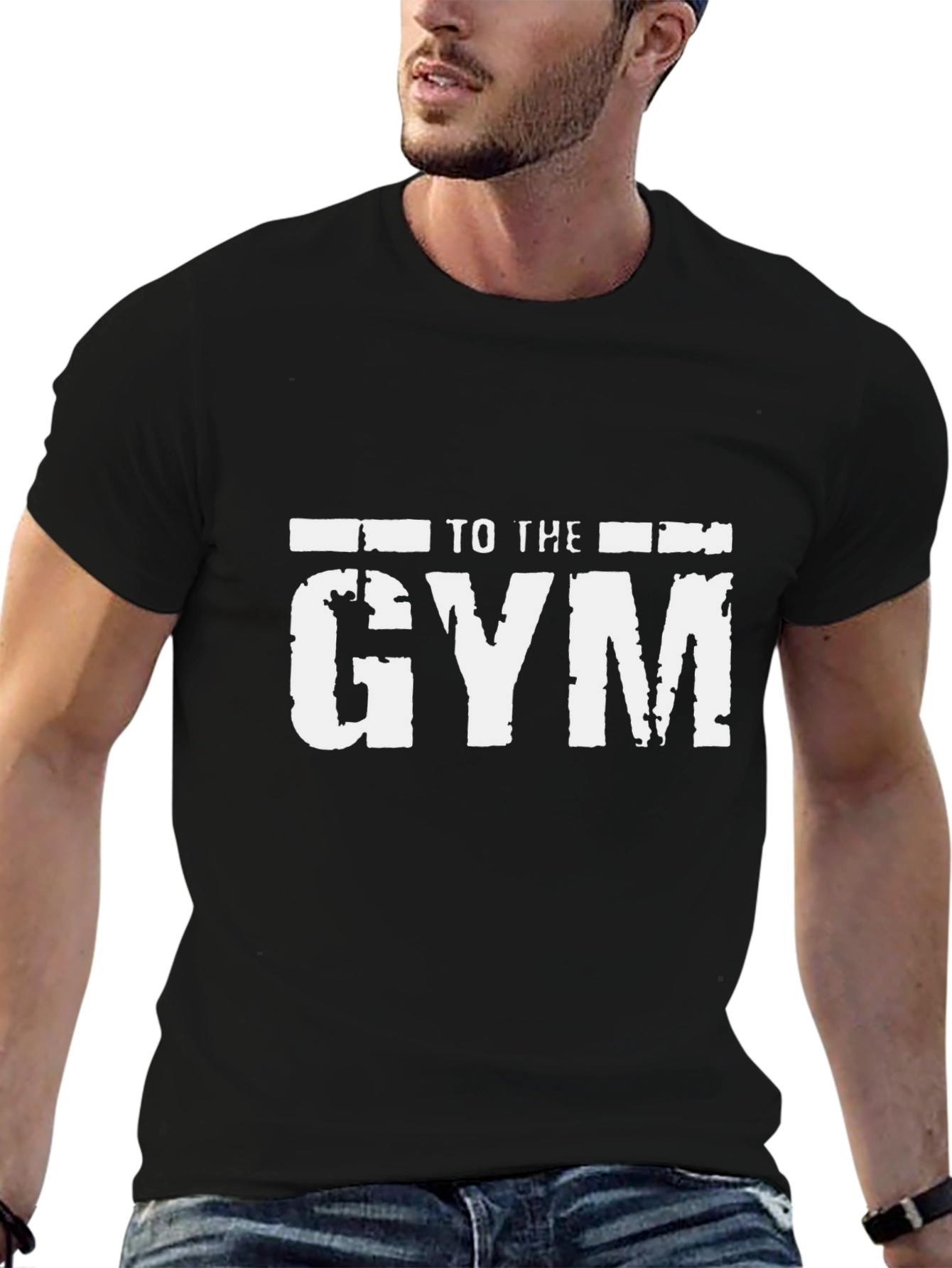 To The Gym Graphic Print Mens Black T-Shirt