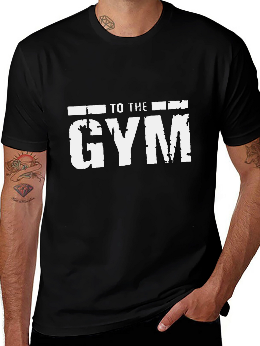 To The Gym Graphic Print Mens Black T-Shirt