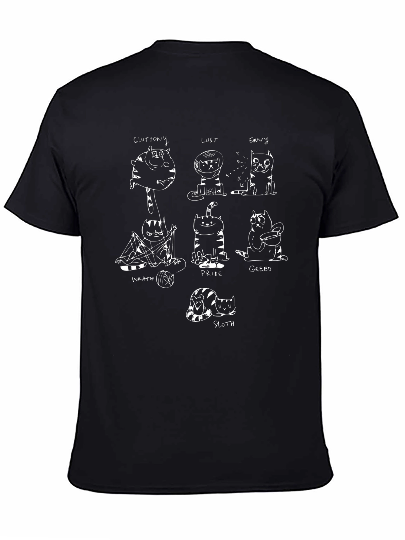 Seven Deadly Sins Cat T-Shirt - Black