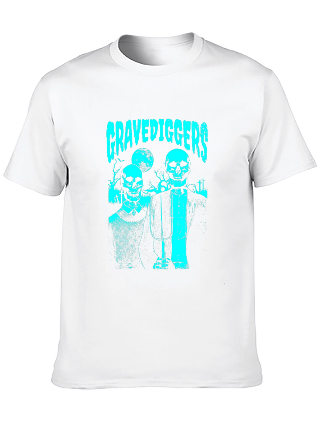 Gravediggers Skeleton Couple Graphic Black T-Shirt