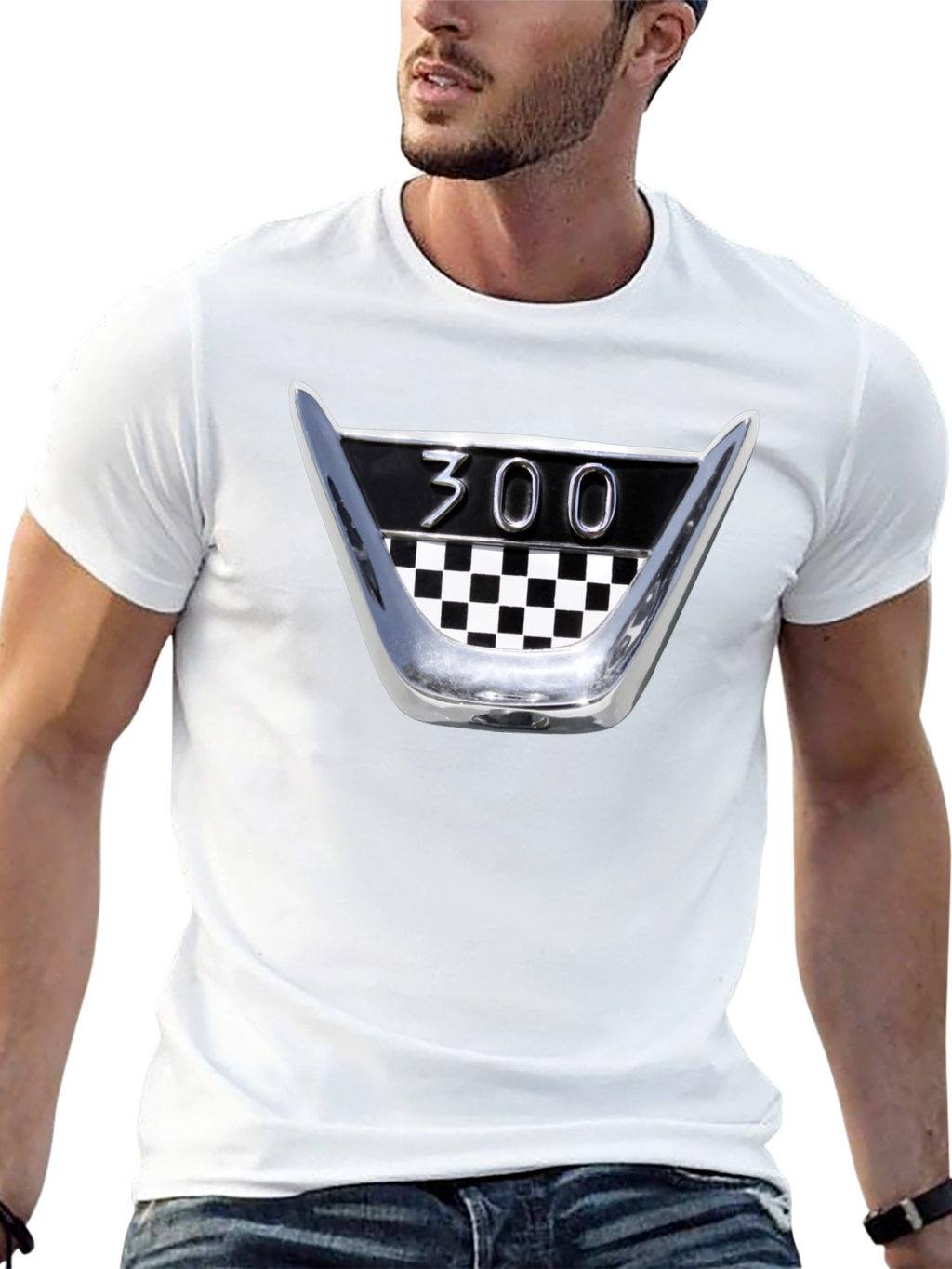 Retro 300 Checkerboard T-Shirt - Classic Car Fan Tee