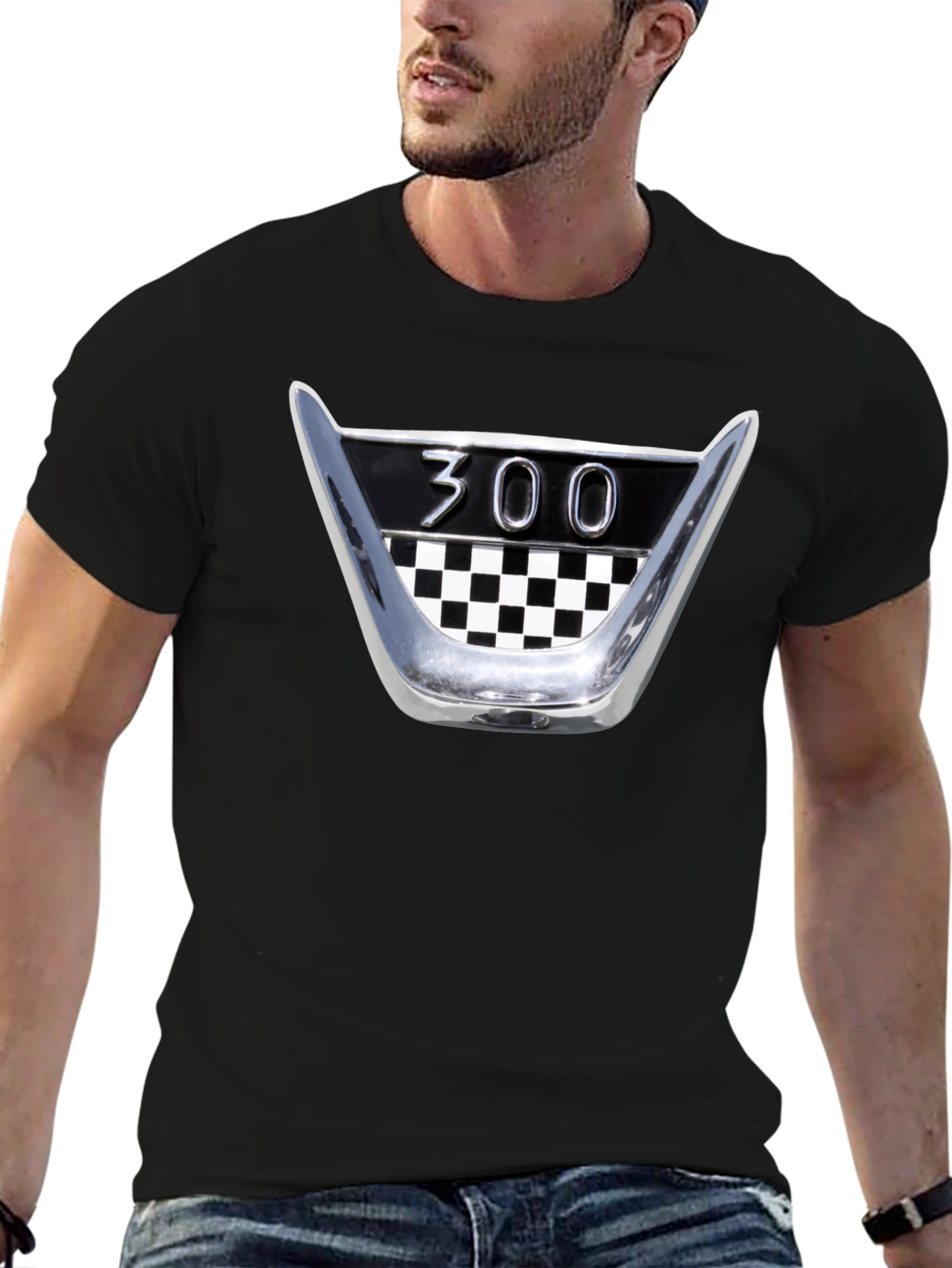 Retro 300 Checkerboard T-Shirt - Classic Car Fan Tee
