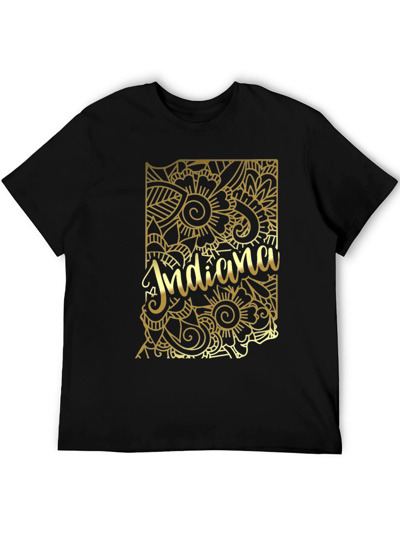 Indiana State Gold Floral T-Shirt
