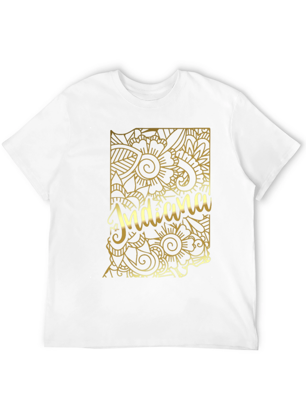 Indiana State Gold Floral T-Shirt