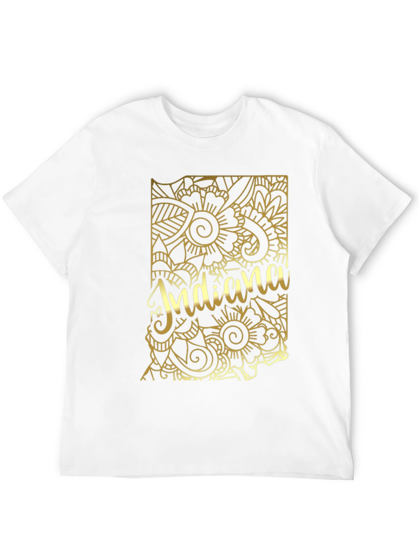 Indiana State Gold Floral T-Shirt