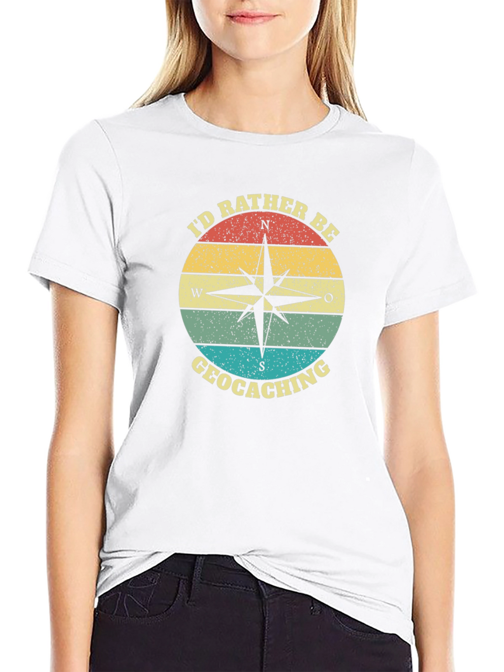Geocaching Compass T-Shirt - Id Rather Be
