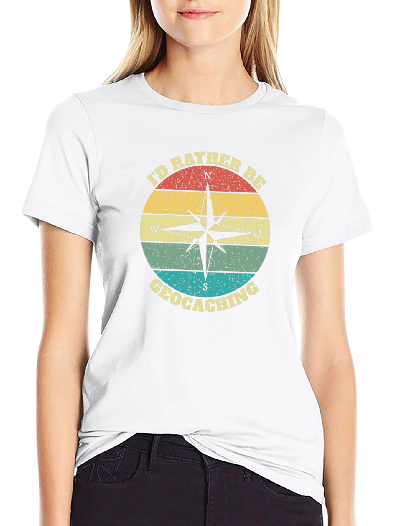Geocaching Compass T-Shirt - Id Rather Be