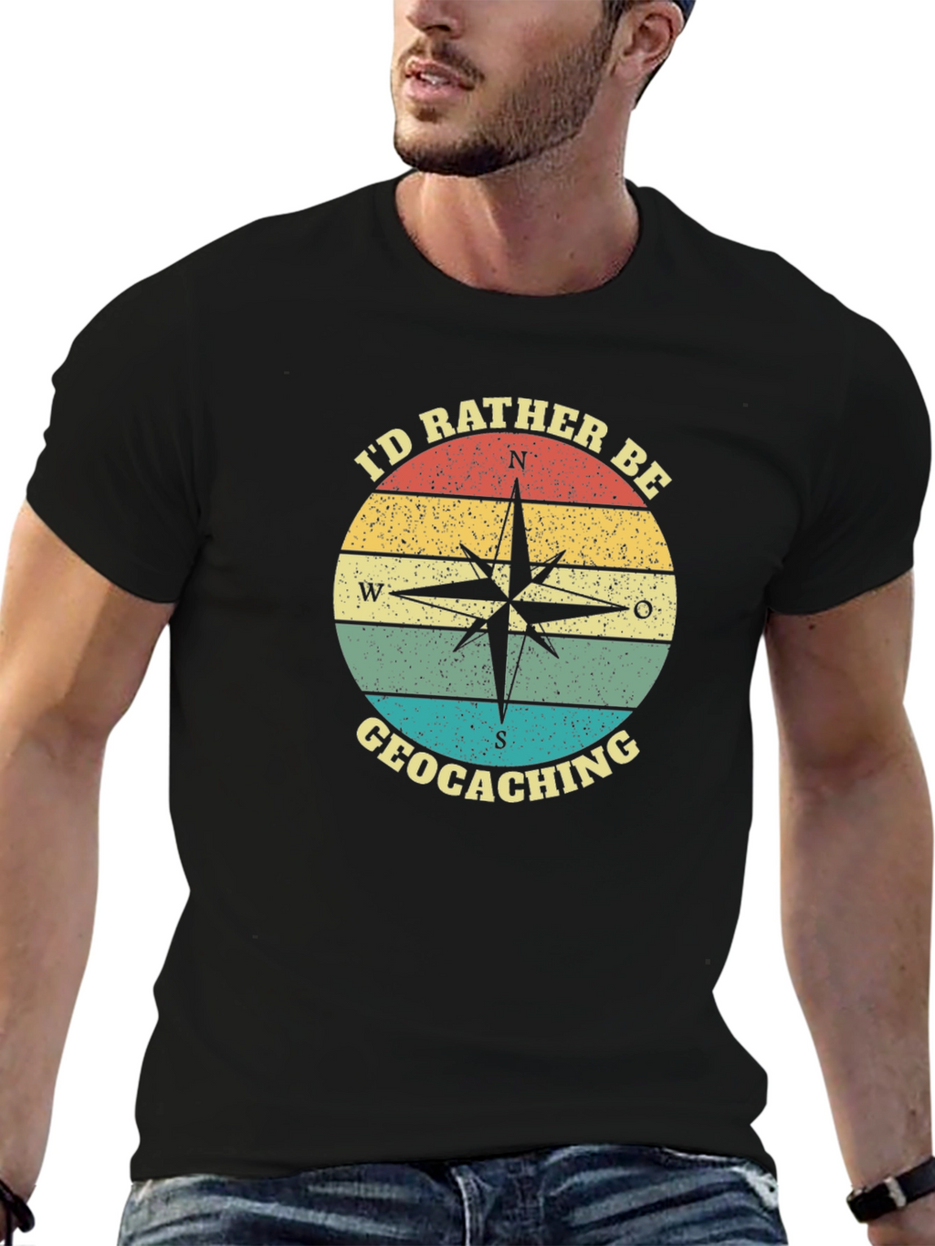 Geocaching Compass T-Shirt - Id Rather Be