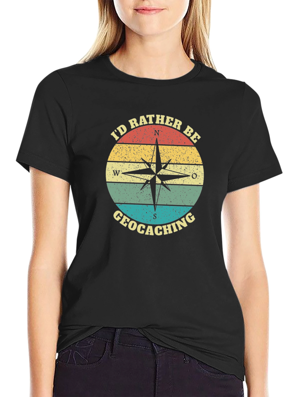 Geocaching Compass T-Shirt - Id Rather Be