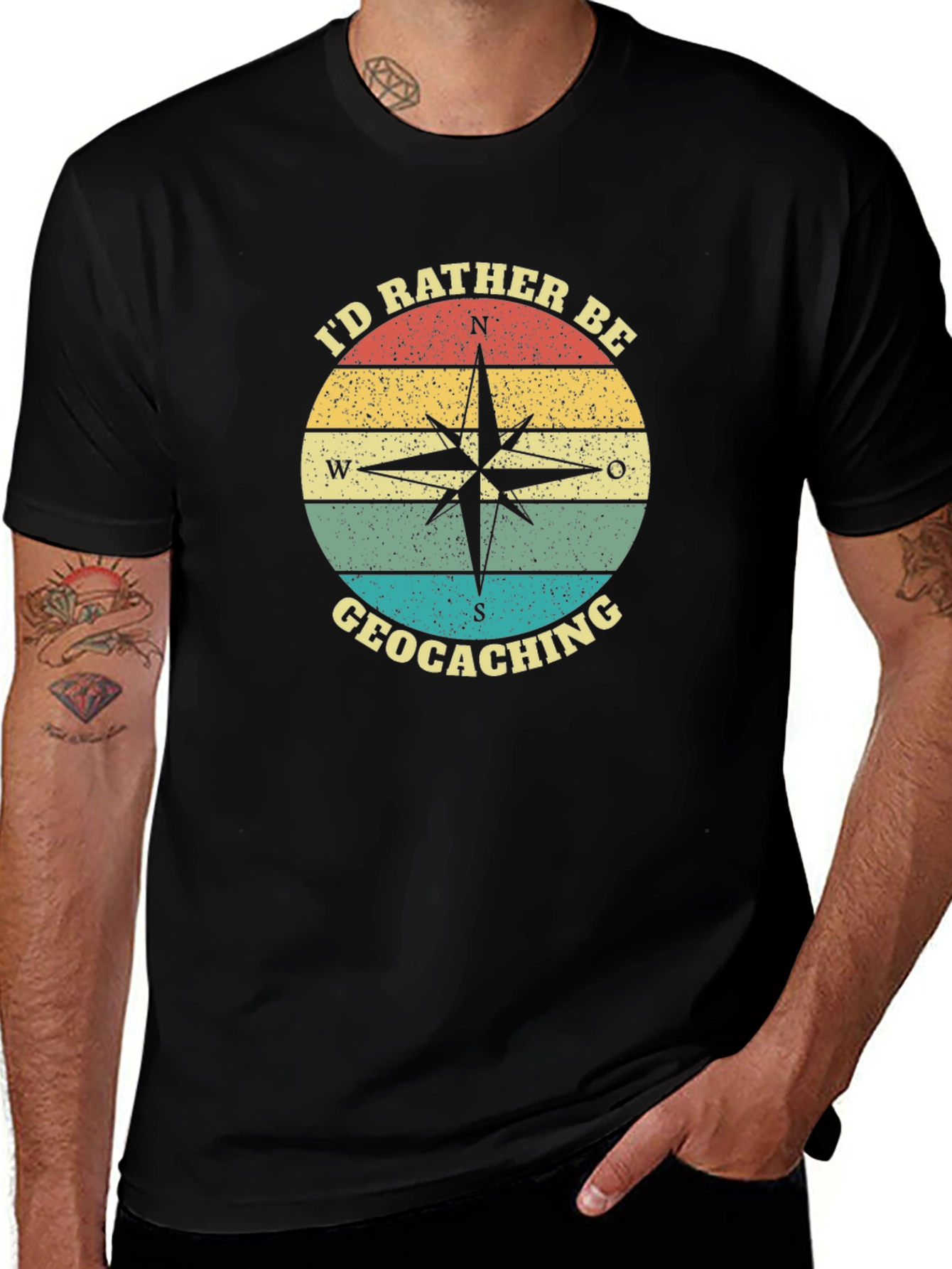 Geocaching Compass T-Shirt - Id Rather Be
