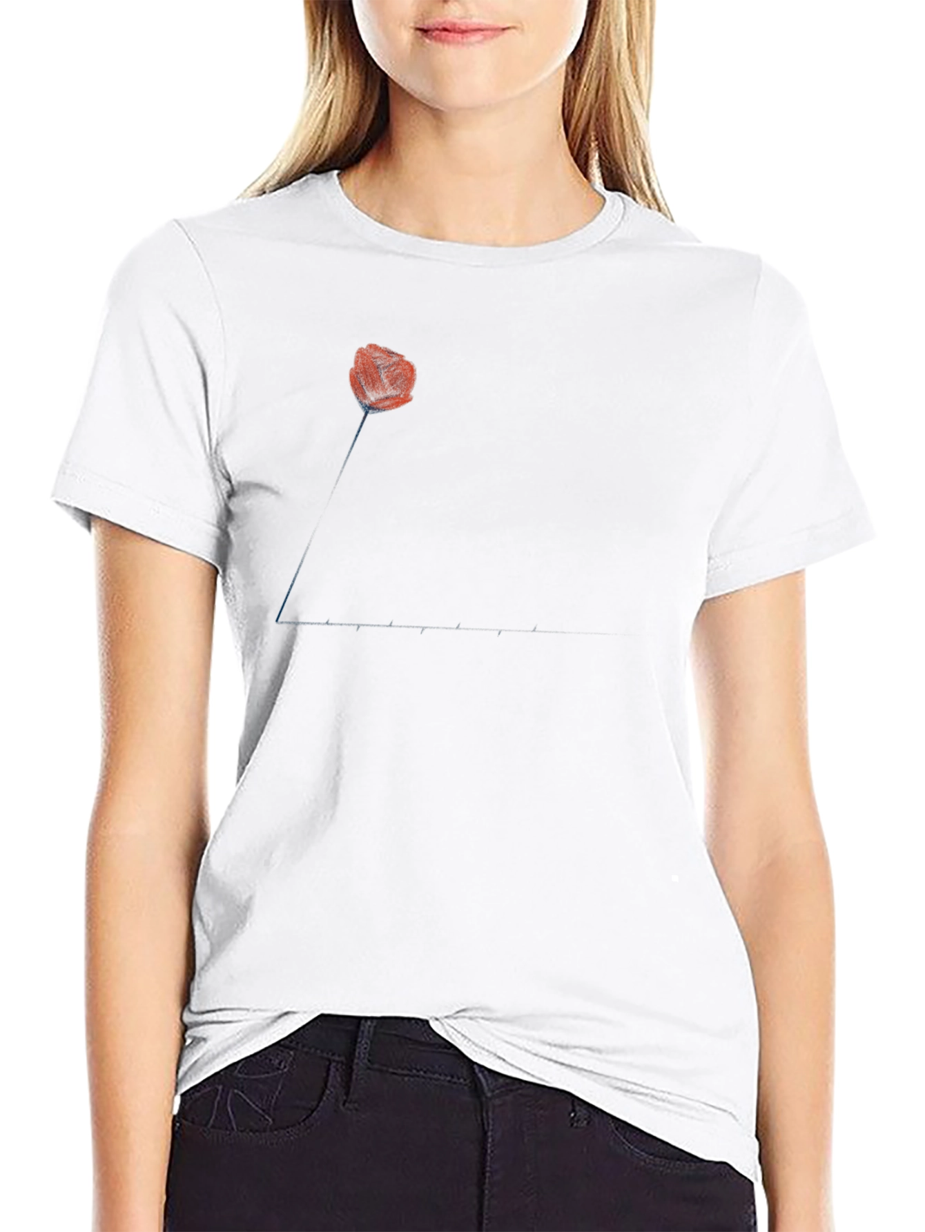 Mens Black T-Shirt with Poppy Design