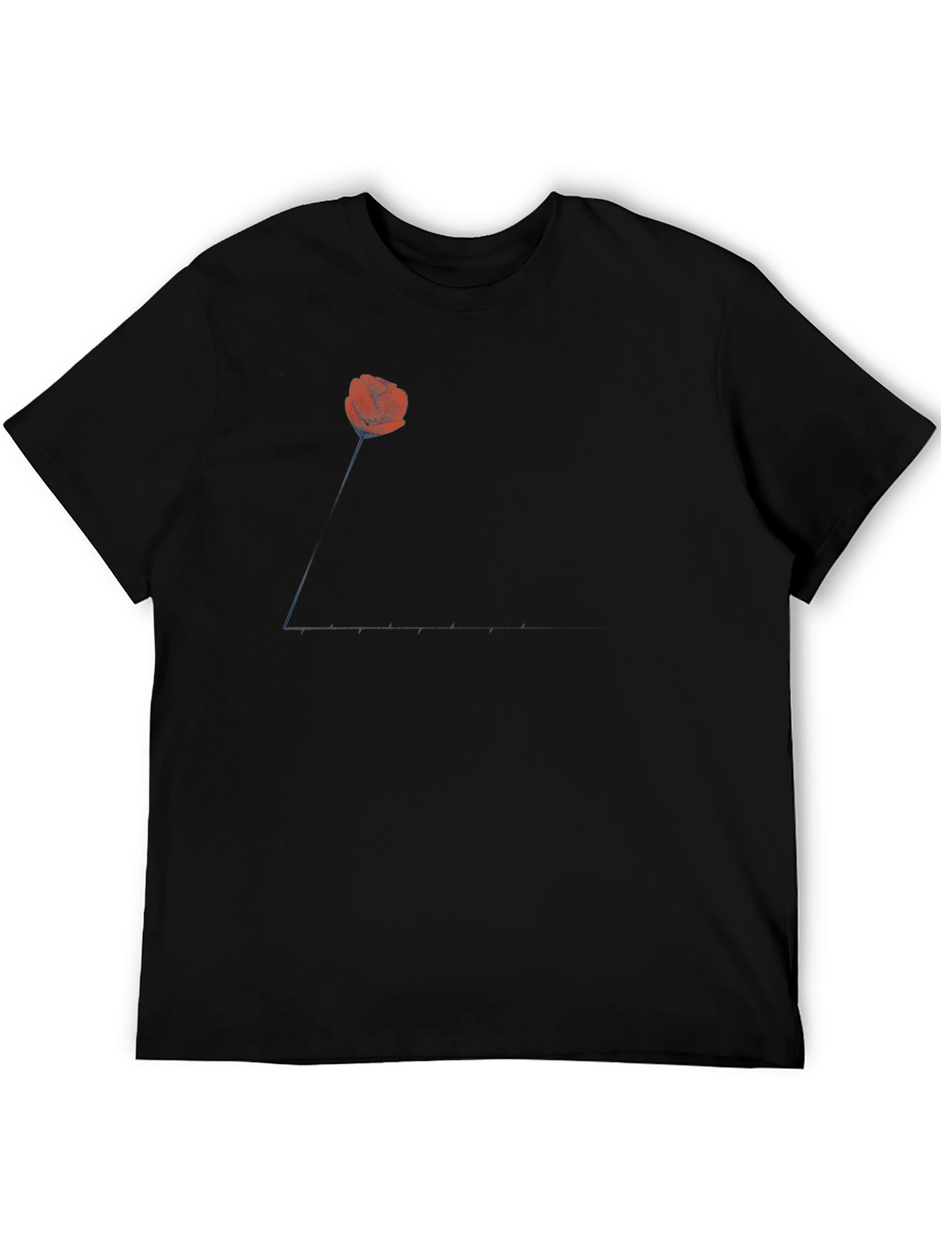 Mens Black T-Shirt with Poppy Design