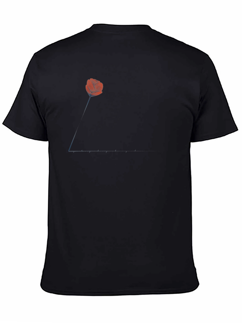Mens Black T-Shirt with Poppy Design