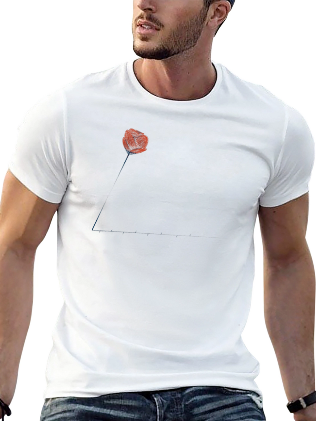 Mens Black T-Shirt with Poppy Design
