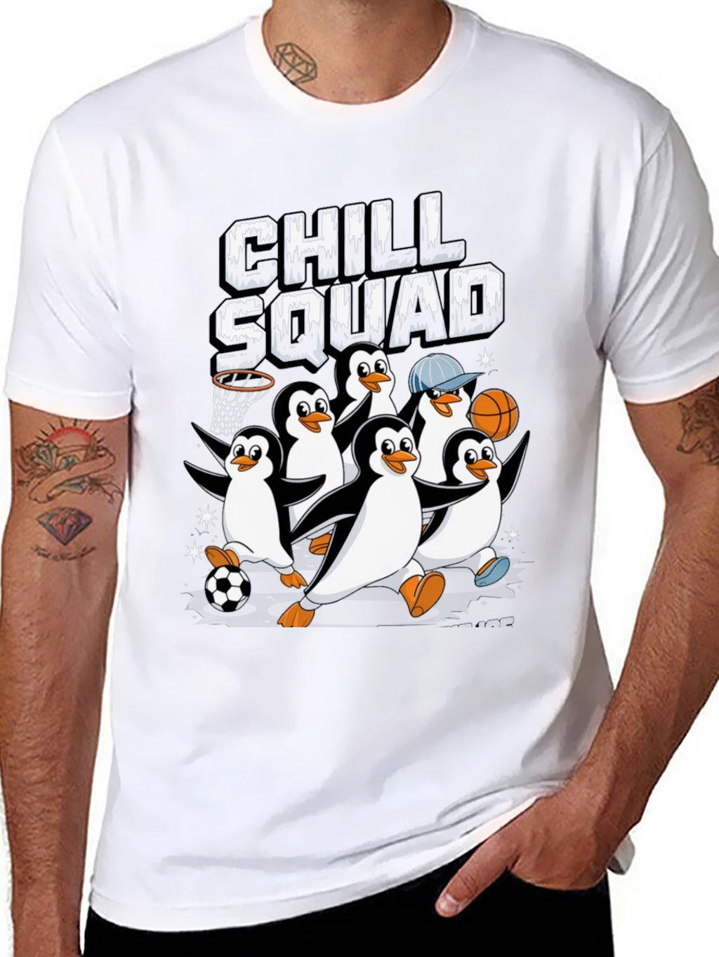 Chill Squad Penguin Graphic Tee - Black