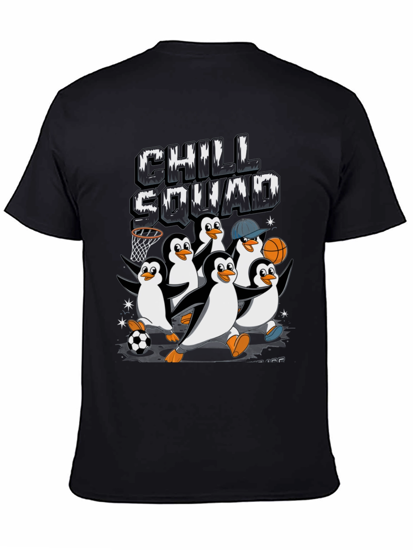 Chill Squad Penguin Graphic Tee - Black