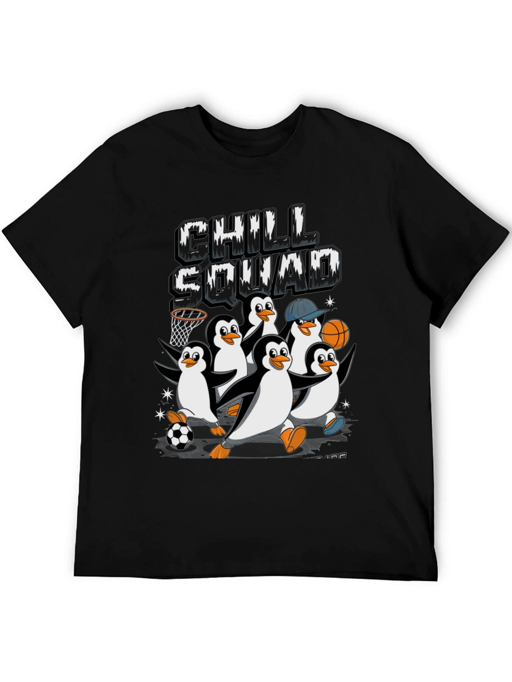 Chill Squad Penguin Graphic Tee - Black