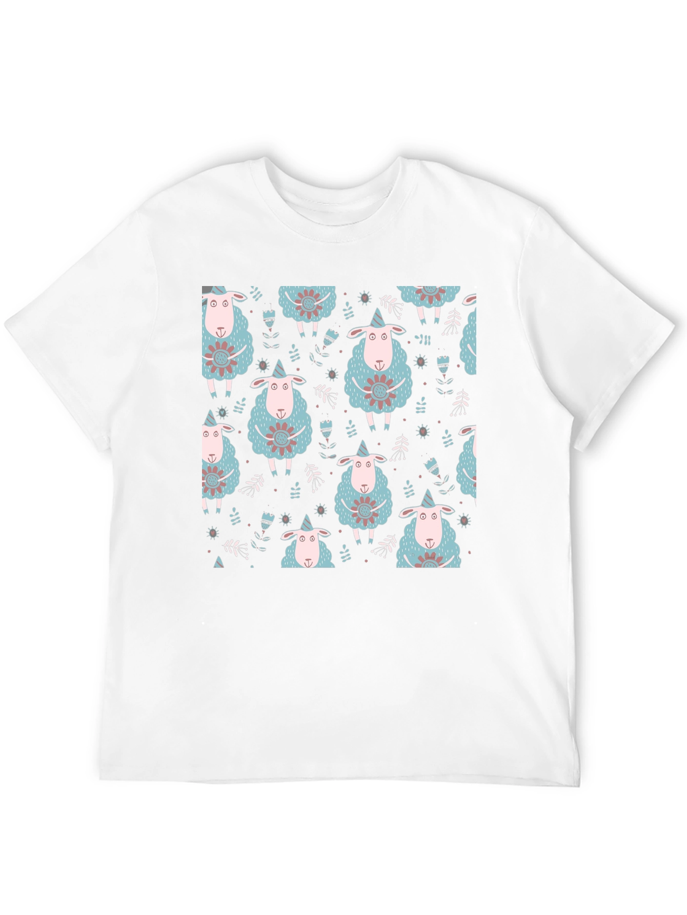 Sheep Patterned Black T-Shirt