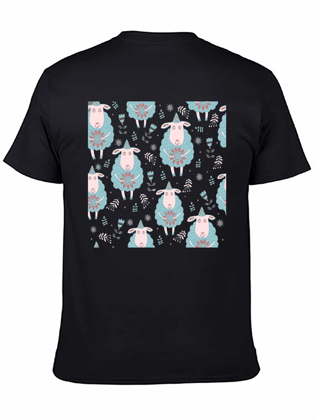 Sheep Patterned Black T-Shirt